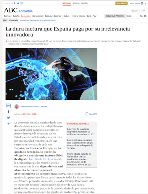 Entrevista en ABC sobre la relevancia tecnológica de España ...